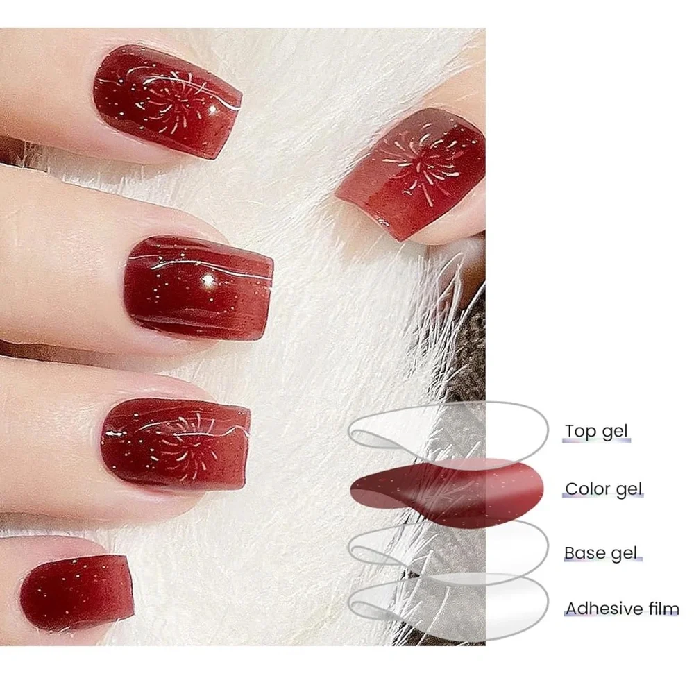 Red Gradient Semi Cured Gel Nail Strip Set